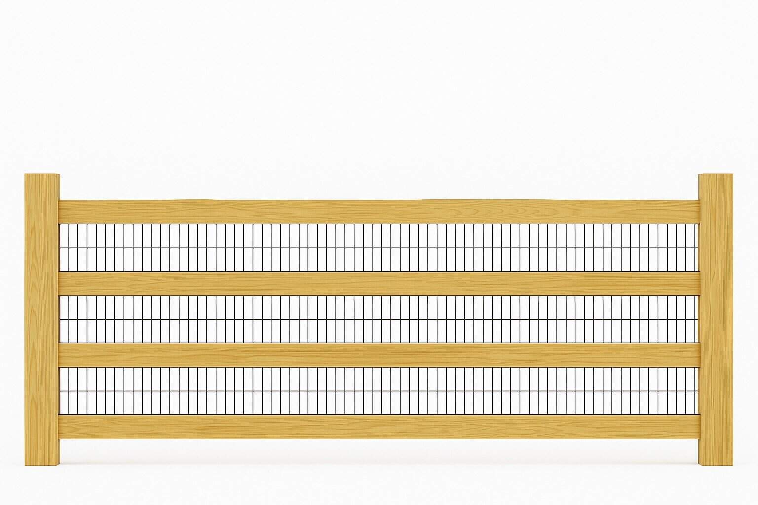 Wooden fence with wire mesh