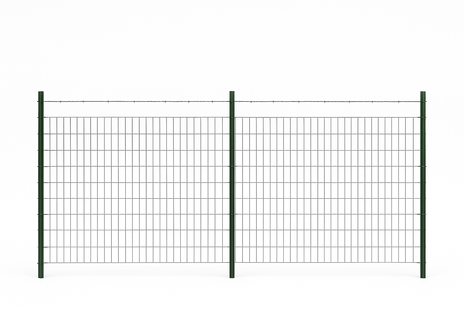 Green wire fence with horizontal bars